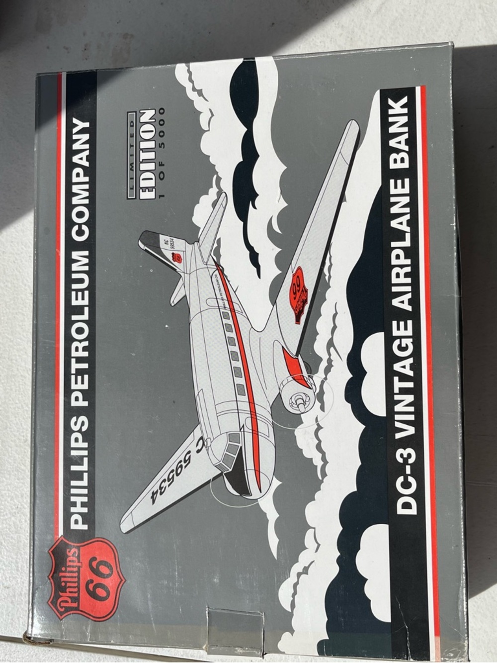 Phillips 66 DC-3 Vintage Airplane Bank - Gray & Red